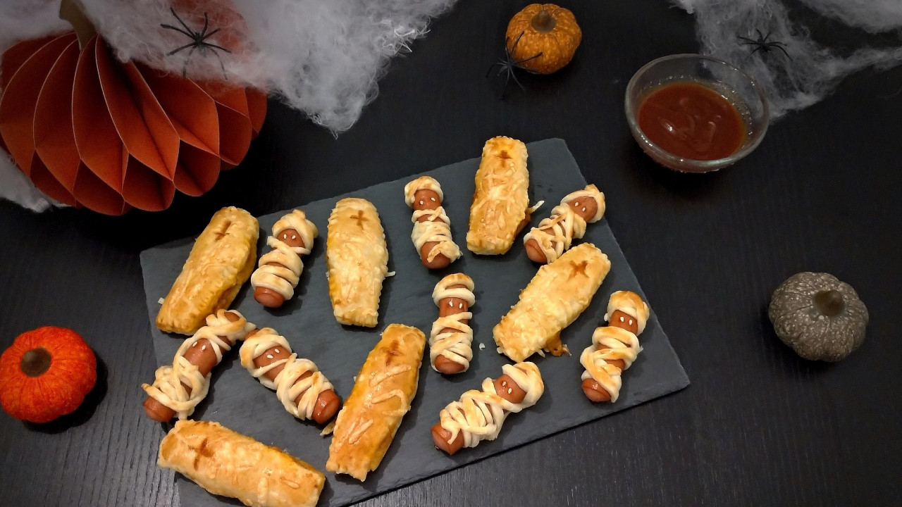 Aperitivos para Halloween con hojaldre